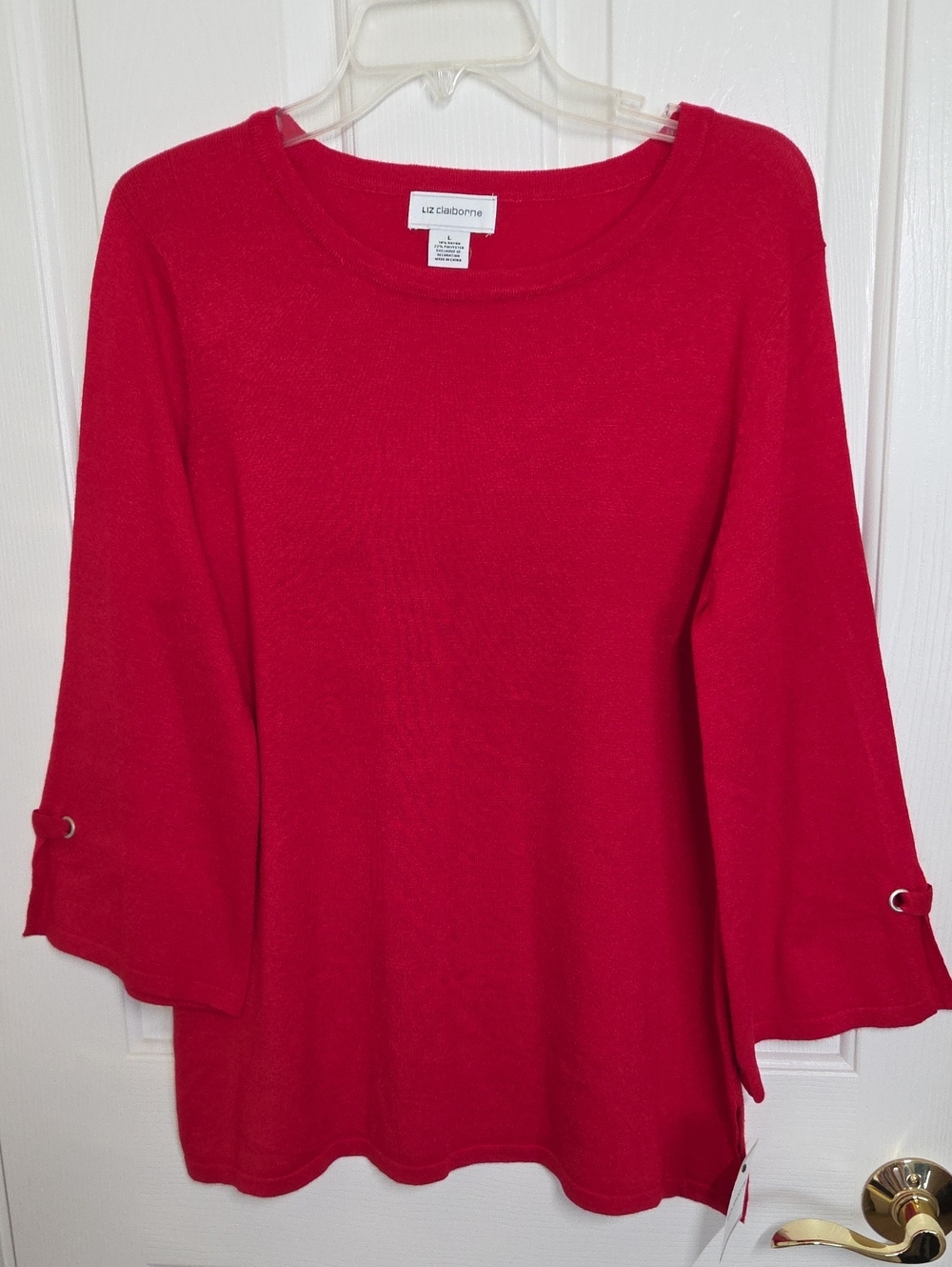 Liz Claiborne Bright Red Women's Knit Pullover - Picture 3 of 11